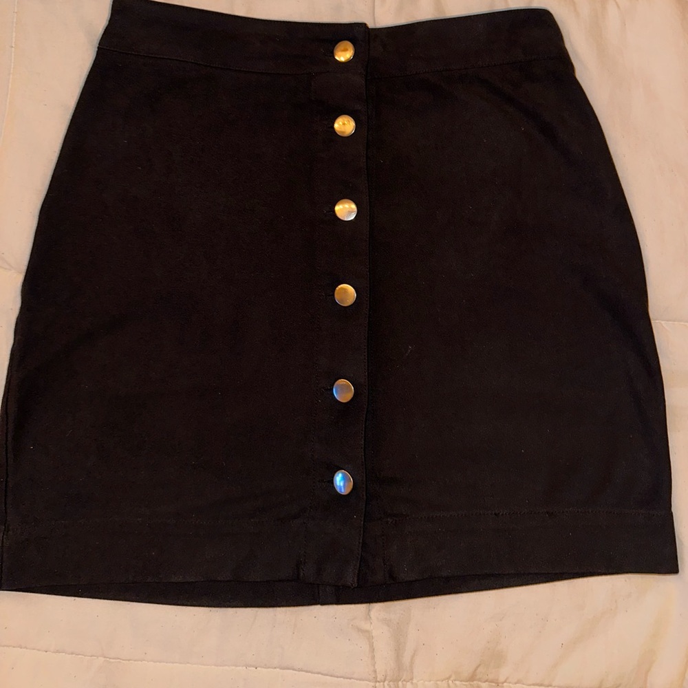 Black Mirror Button Mini Skirt